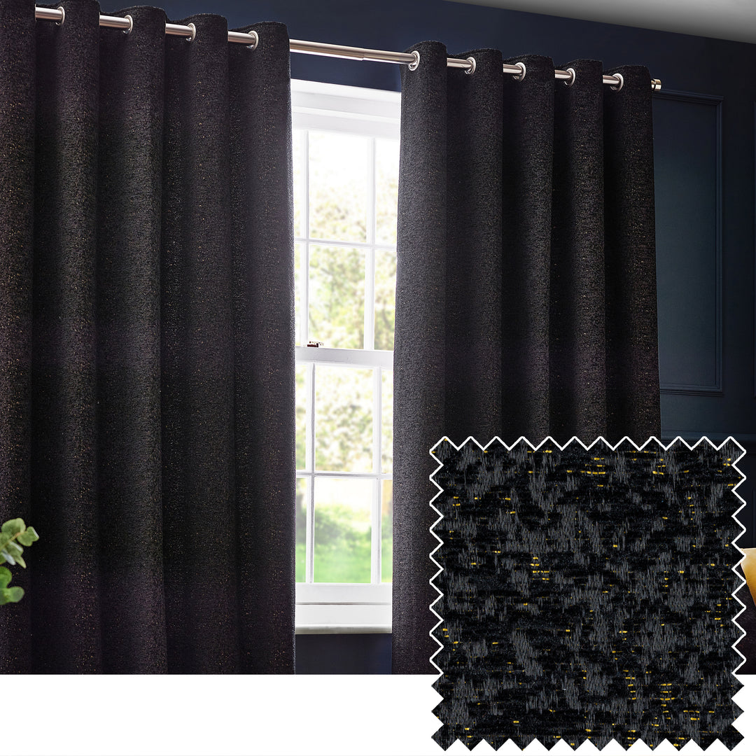 Galaxy 117x137 Eyelet Curtain Black