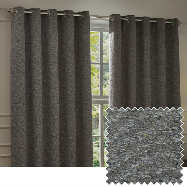 Galaxy 117x183 Eyelet Curtains Charcoal