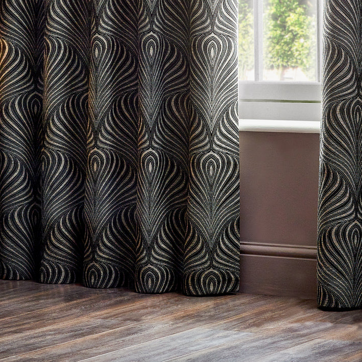 GATSBY 228X137 EYELET CURTAINS BLACK