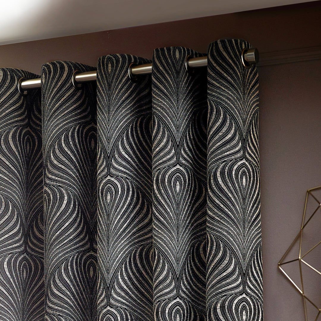 GATSBY 228X137 EYELET CURTAINS BLACK