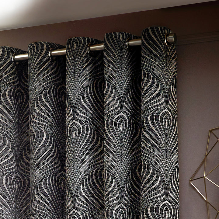 GATSBY 228X137 EYELET CURTAINS BLACK