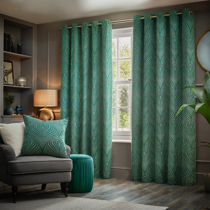 GATSBY 228X137 EYELET CURTAINS EMERALD
