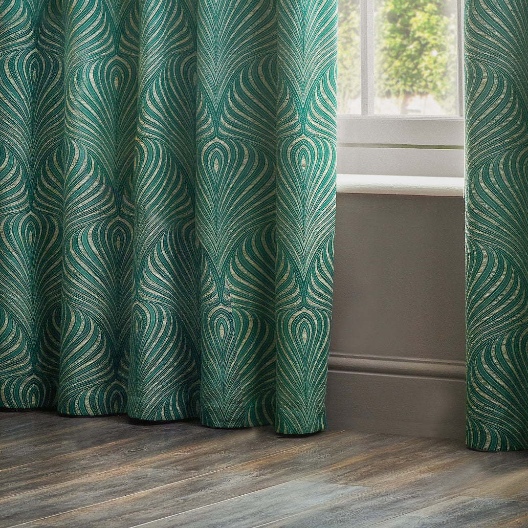 GATSBY 228X137 EYELET CURTAINS EMERALD