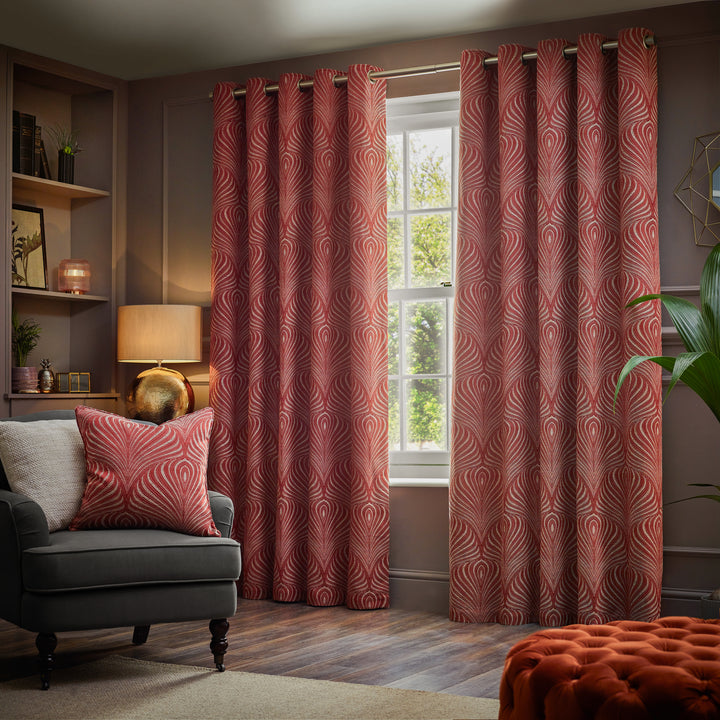 GATSBY 228X137 EYELET CURTAINS TERRACOTTA