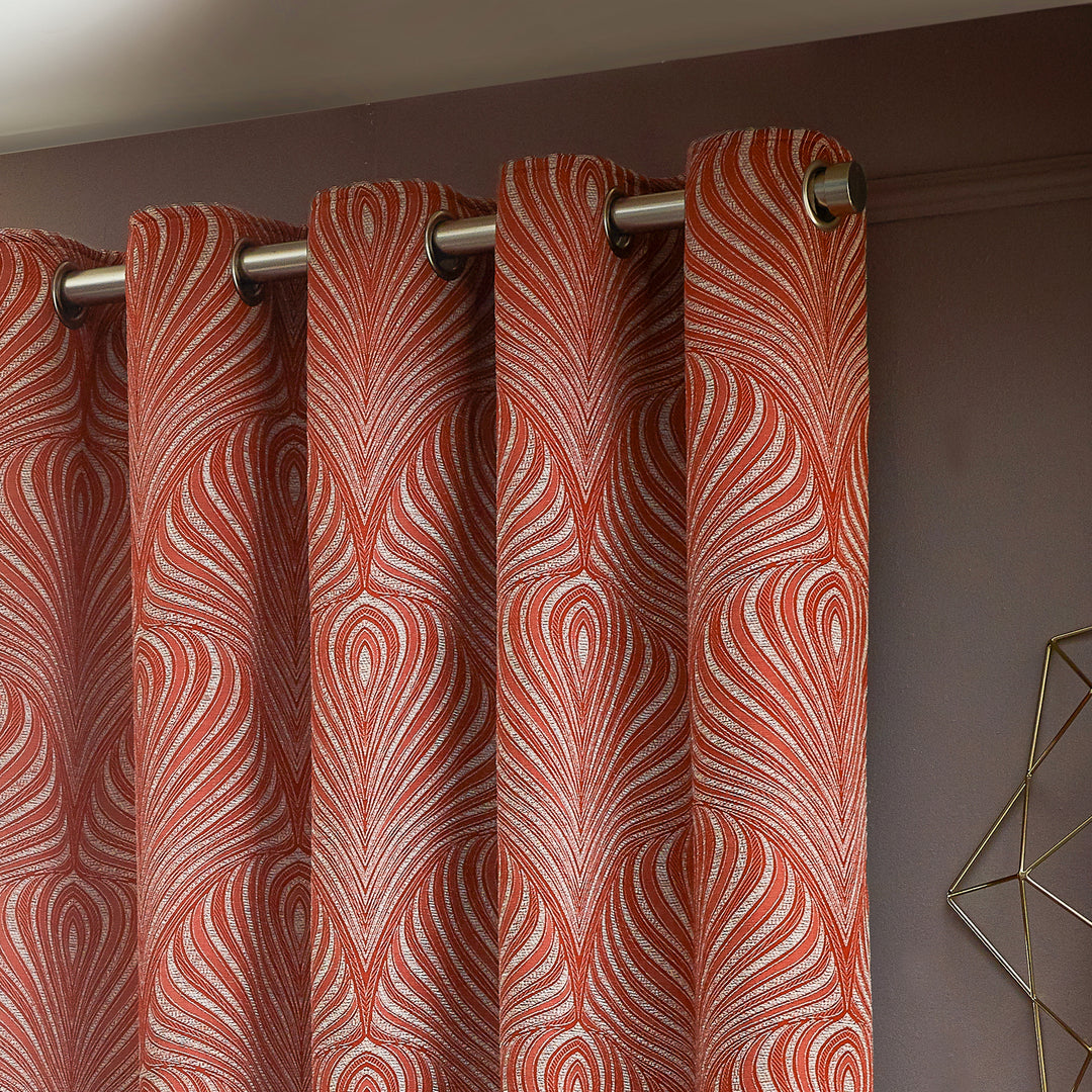 GATSBY 228X137 EYELET CURTAINS TERRACOTTA