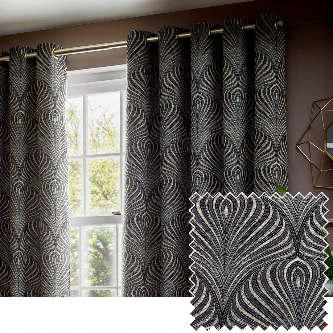 Gatsby 167x228 Eyelet Curtains Black