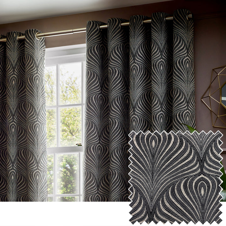 Gatsby 167x182 Eyelet Curtains Black