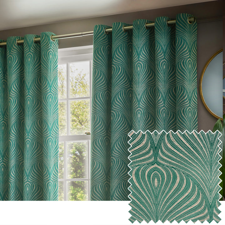 Gatsby 117x137 Eyelet Curtains Emerald