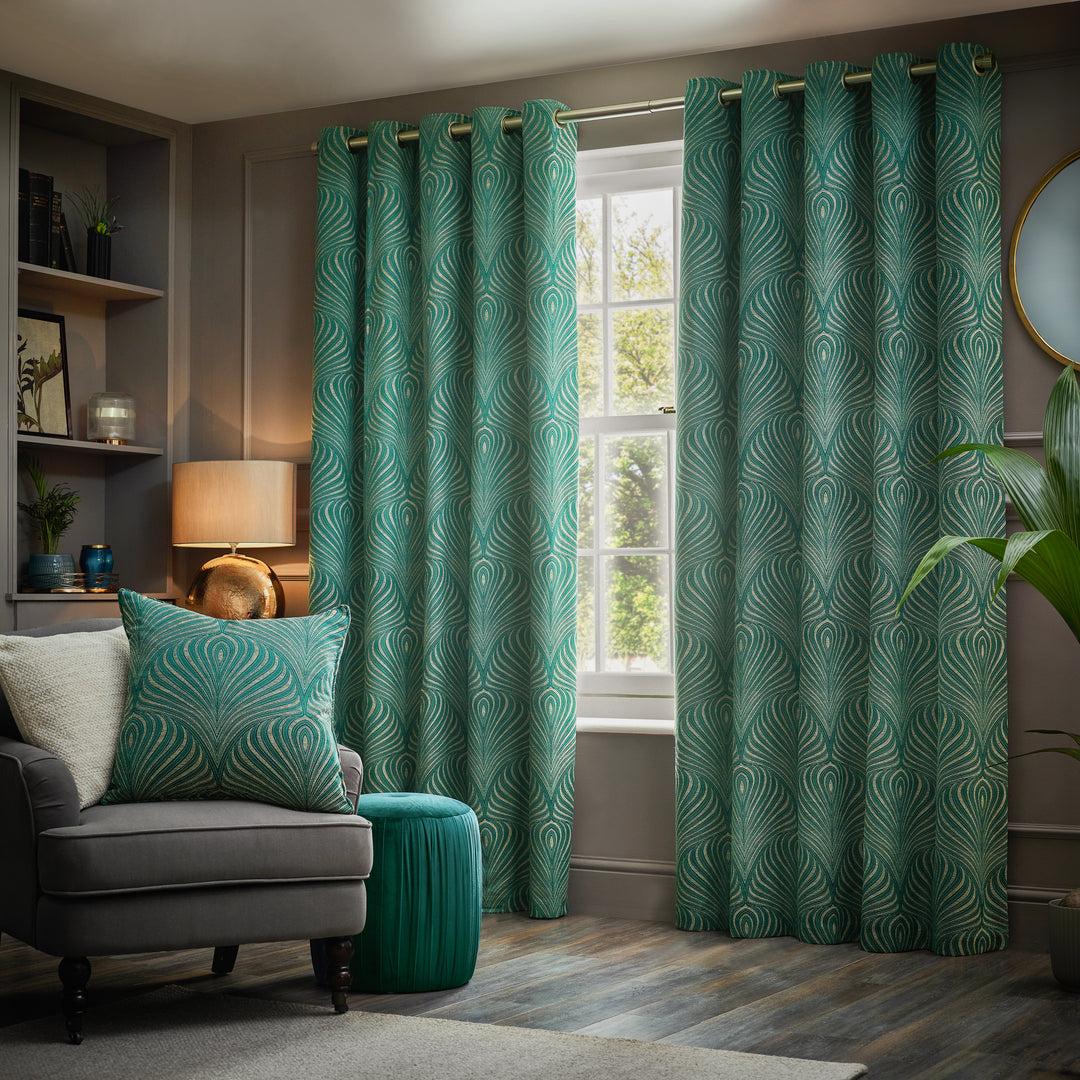 Gatsby 117x137 Eyelet Curtains Emerald - image 2