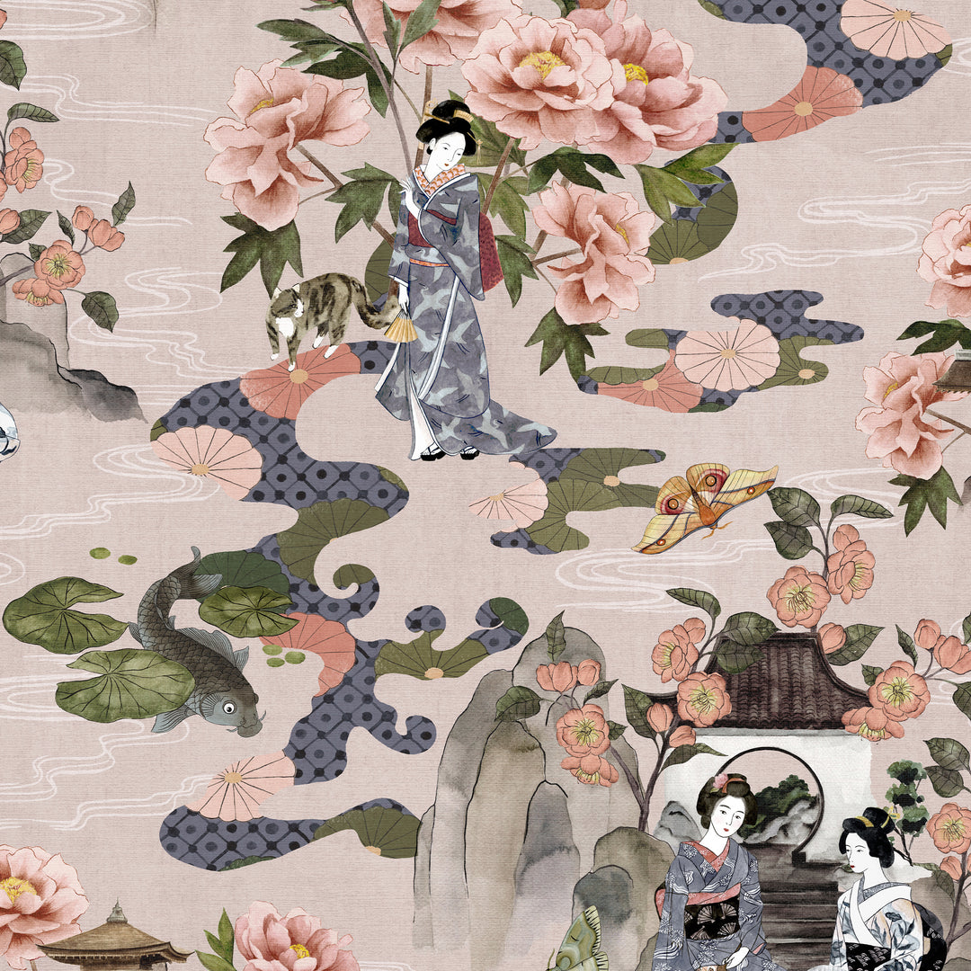 Geisha Wallpaper Blush Sample