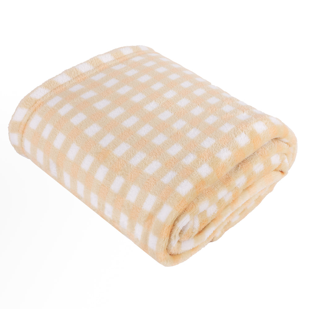 Gingham 130x150 Fleece Throw Yellow - image 2