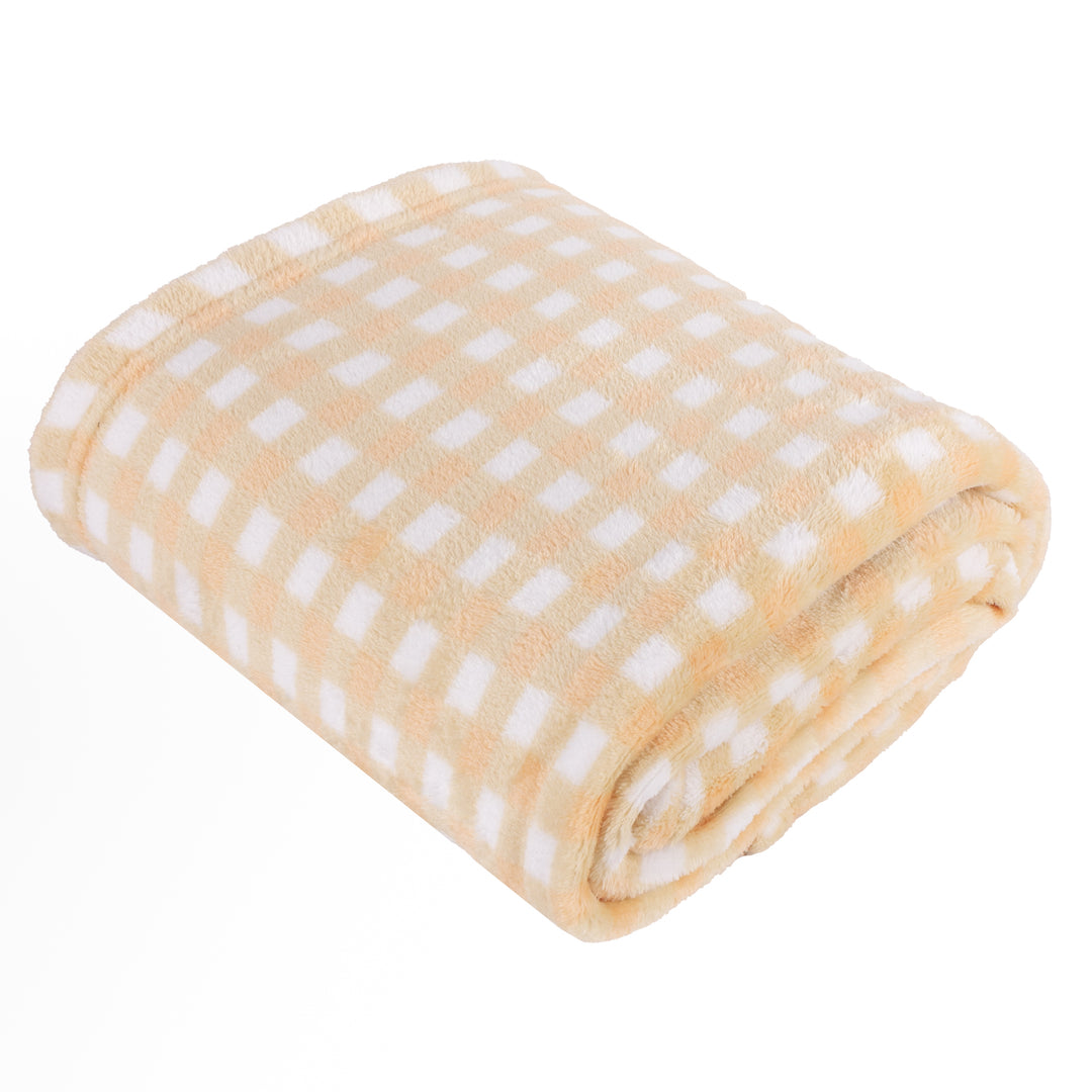 Gingham 130x150 Fleece Throw Yellow - image 2