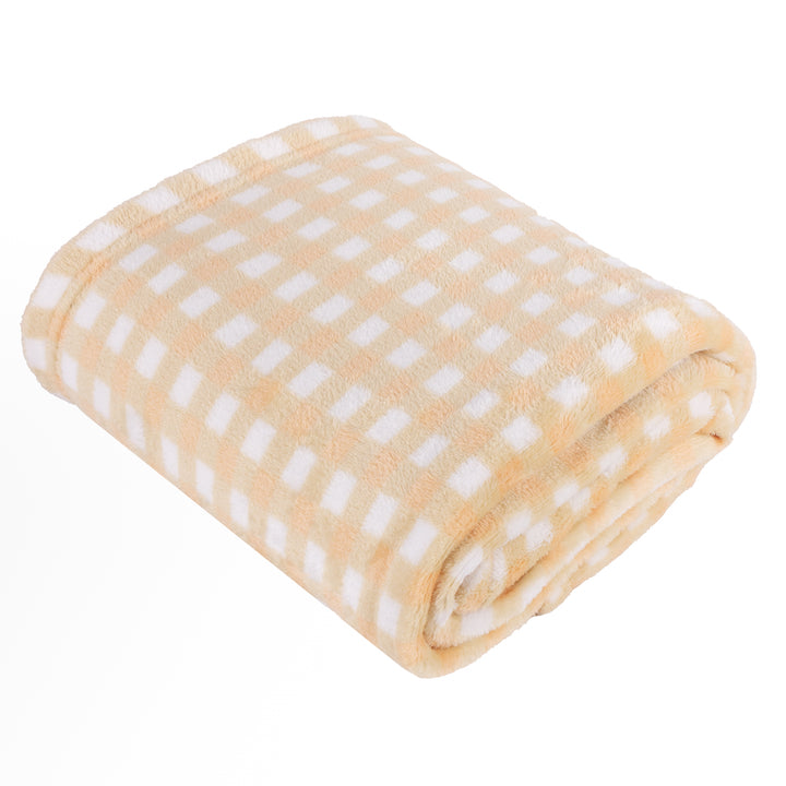 Gingham 130x150 Fleece Throw Yellow - image 2