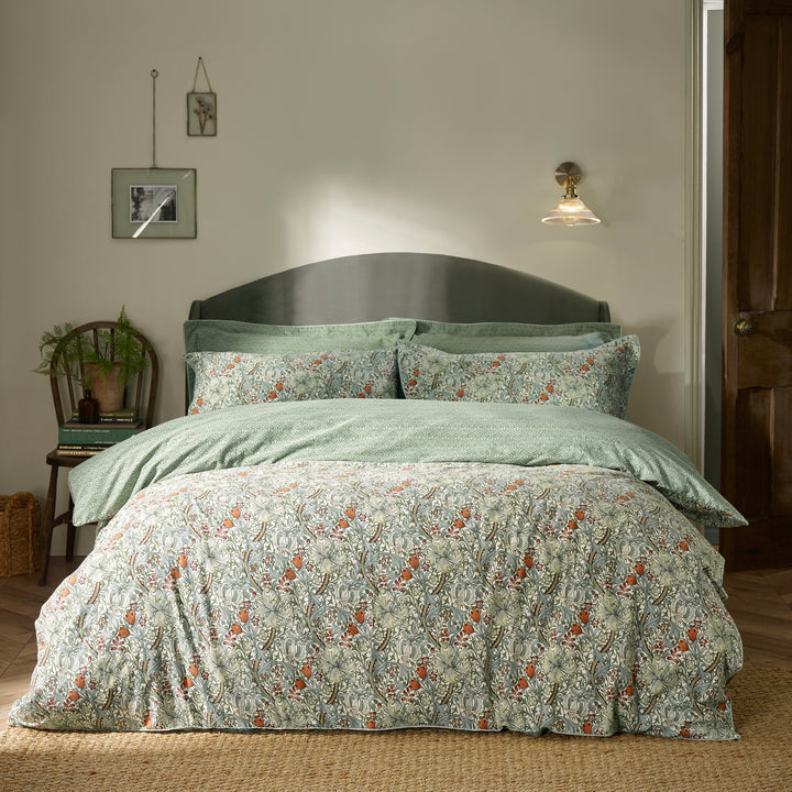 Golden Lily Double Duvet Set Herbal Green
