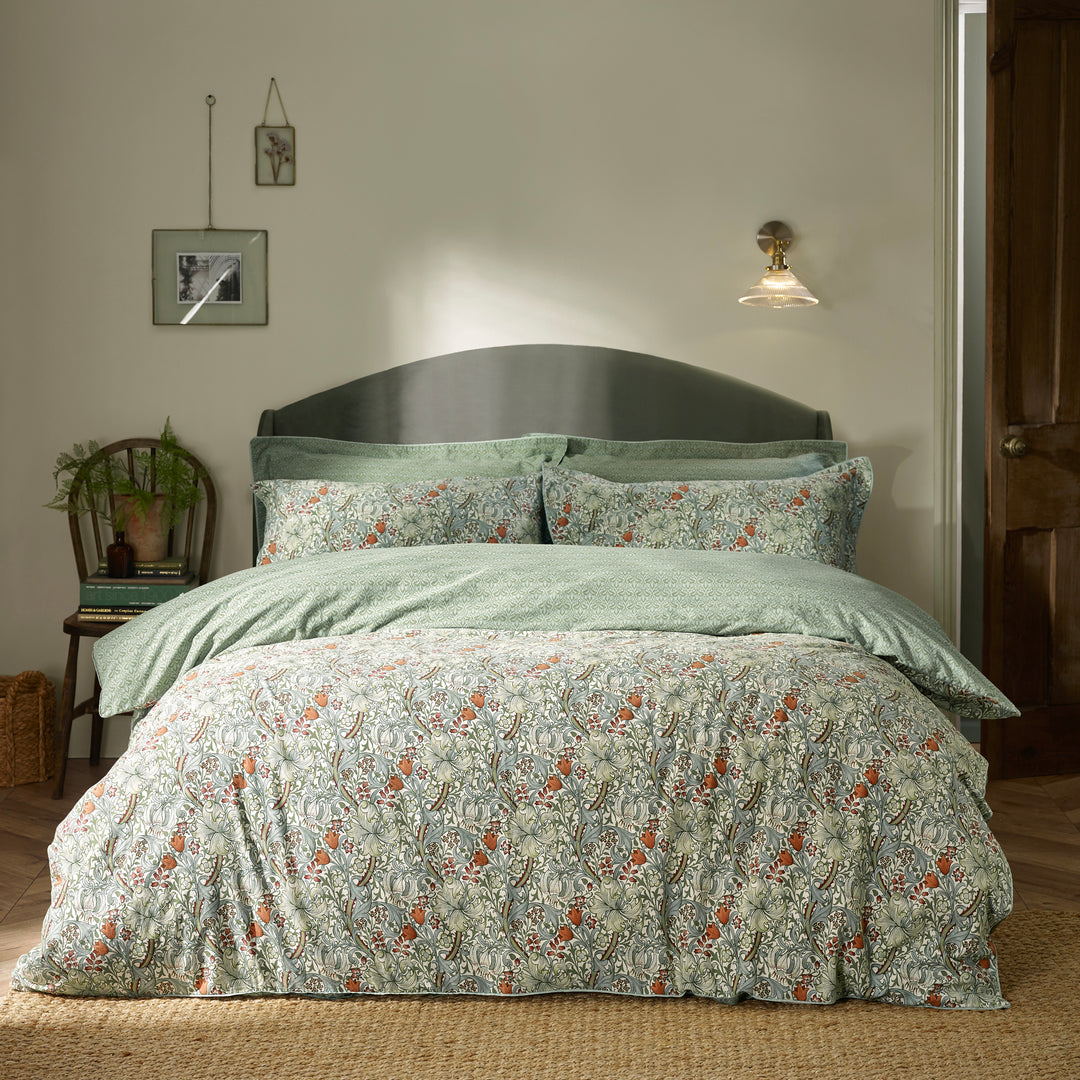Golden Lily King Duvet Set Herbal Green