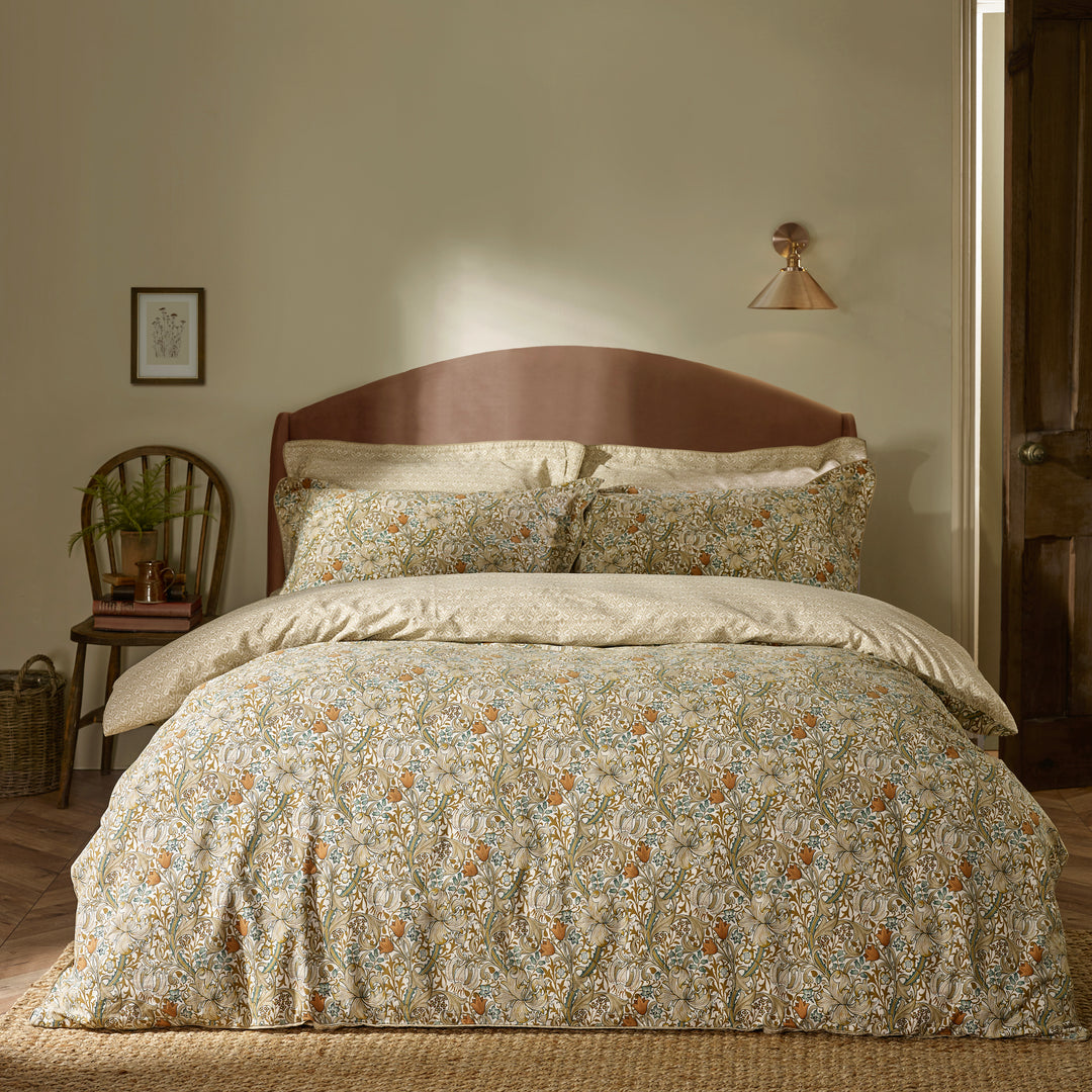 Golden Lily Super King Duvet Set Natural & Gold