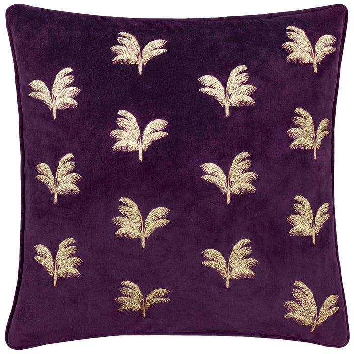 GUILDED PALMS 45X45 CUSHION CASE PLUM