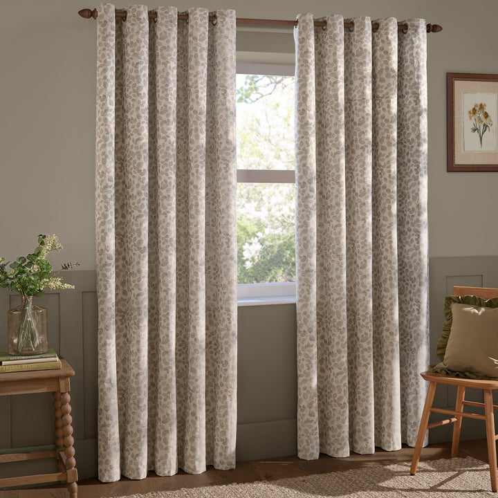 Grace Leaf 229x137 Eyelet Curtains Natural - image 2