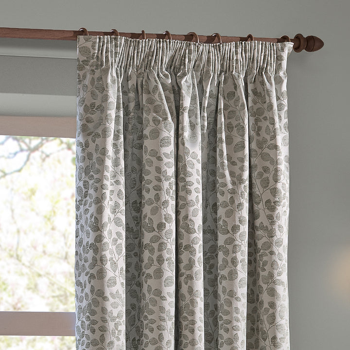 Grace Leaf 168x137 Pencil Pleat Curtains Mist Grey - image 3