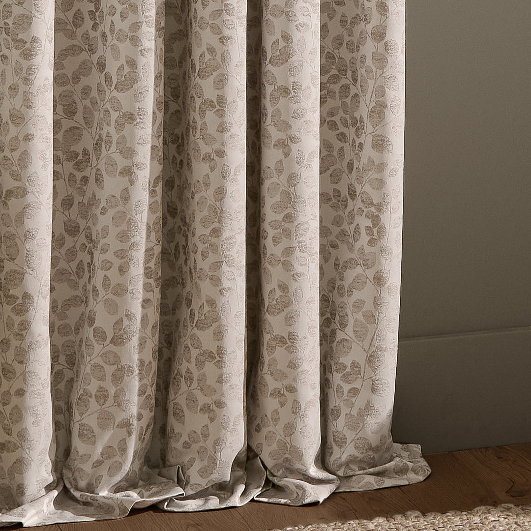 Grace Leaf 168x229 Pencil Pleat Curtains Natural - image 5