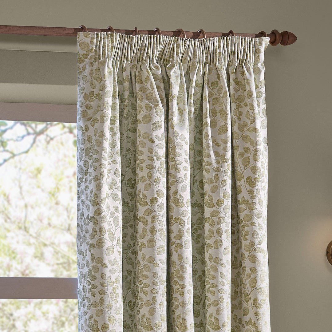 Grace Leaf 168x229 Pencil Pleat Curtains Sage - image 4