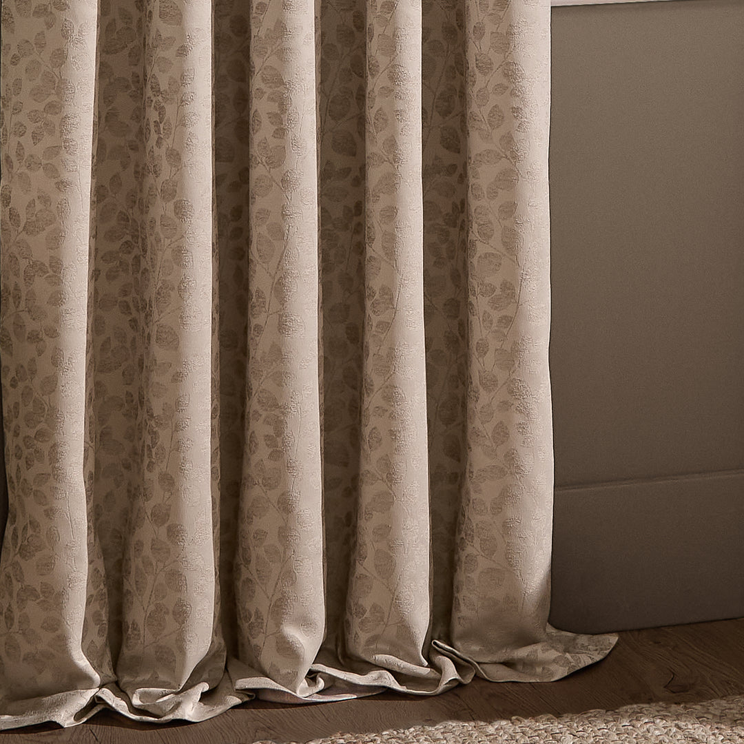 Grace Leaf 168x229 Pencil Pleat Curtains Taupe - image 5