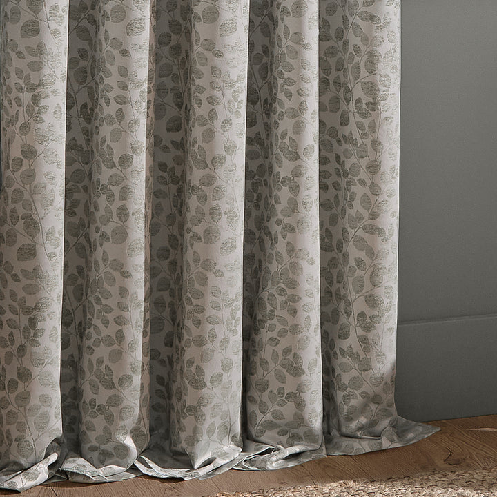 Grace Leaf 229x137 Pencil Pleat Curtains Mist Grey - image 5
