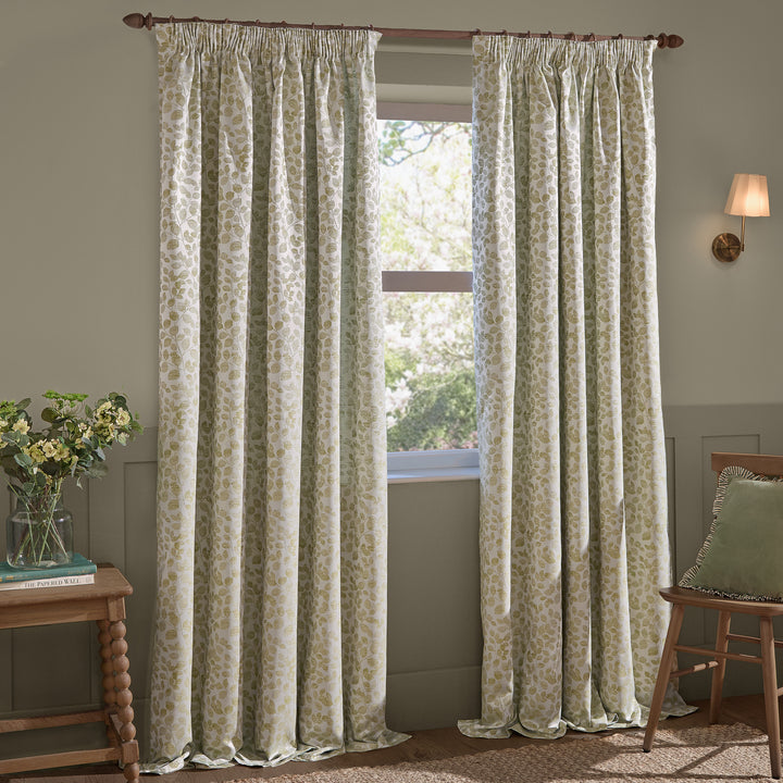 Grace Leaf 229x137 Pencil Pleat Curtains Sage - image 2