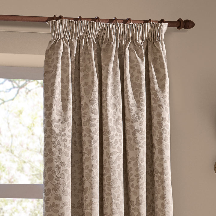 Grace Leaf 229x183 Pencil Pleat Curtains Taupe - image 4