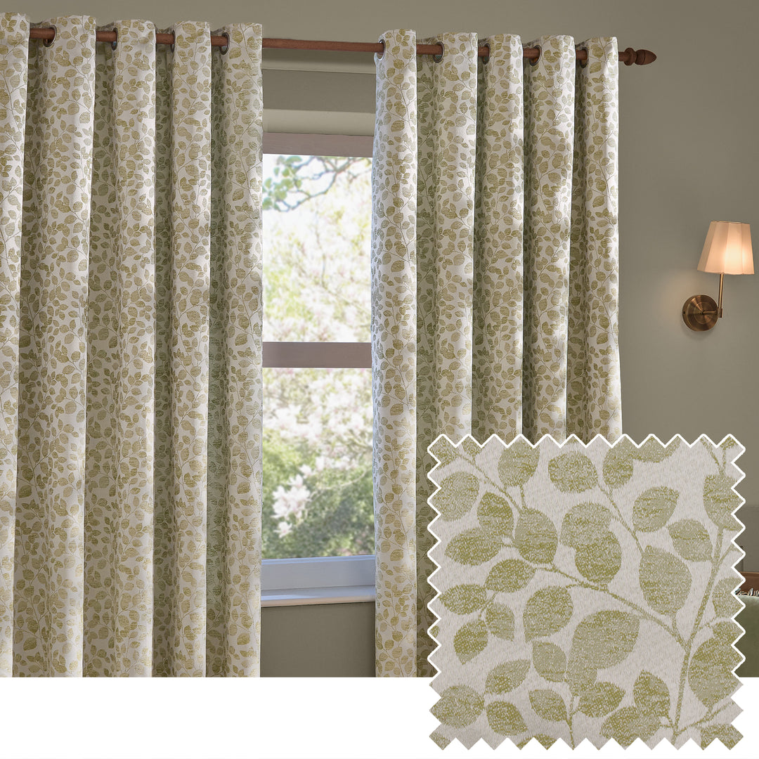 Grace Leaf 229x183 Eyelet Curtains Sage