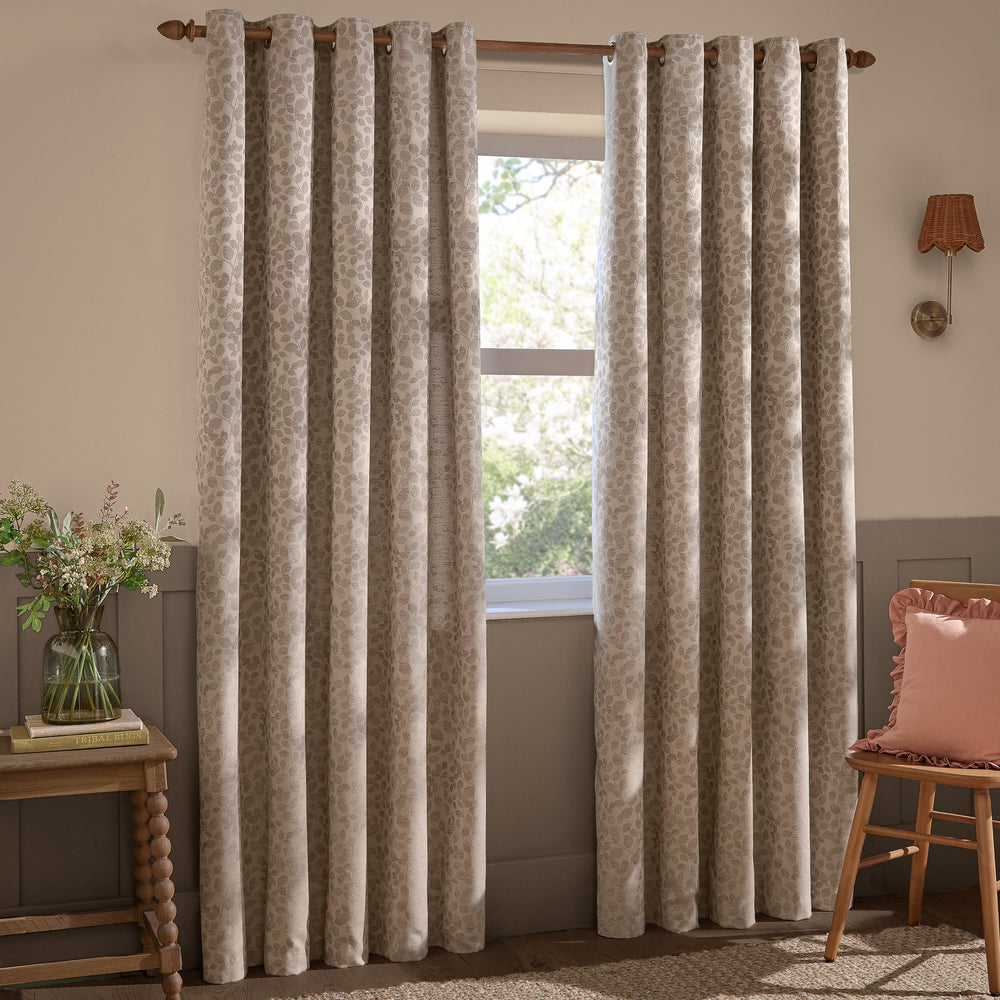 Grace Leaf 229x183 Eyelet Curtains Taupe - image 2