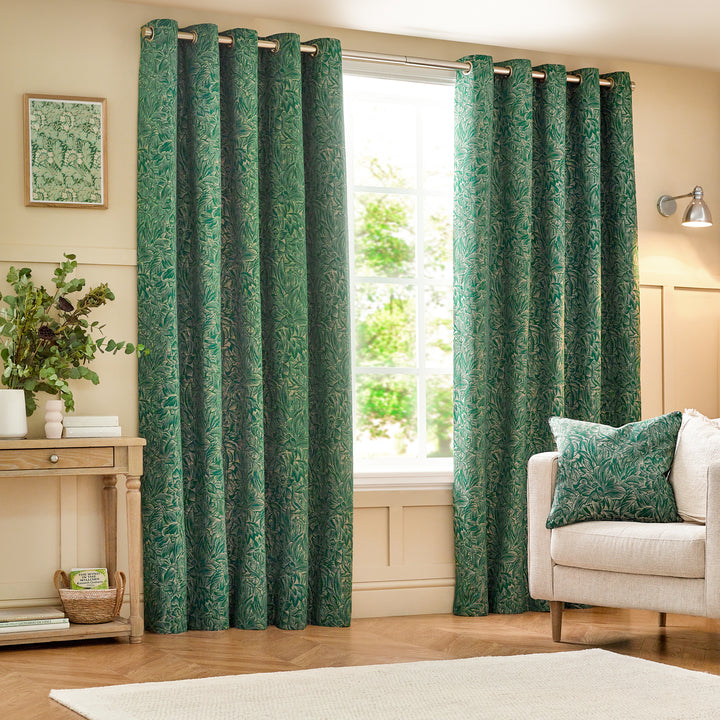 GRANTLEY 228X137 EYELET CURTAINS EMERALD