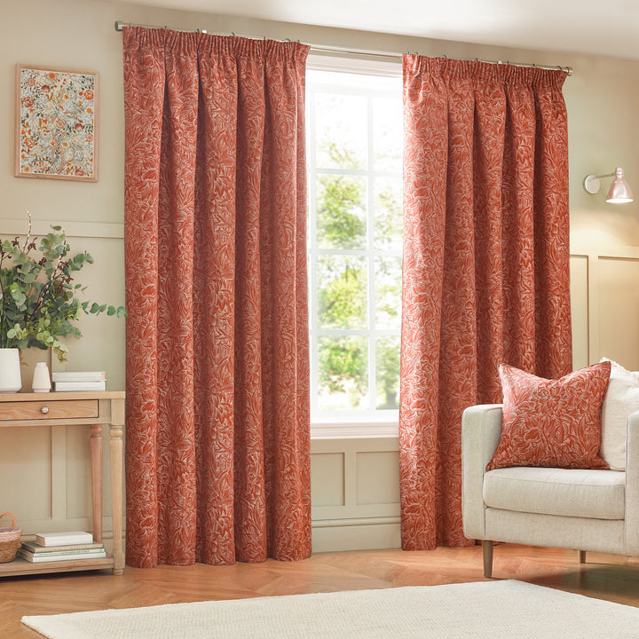 GRANTLEY 167X182 PENCIL PLEAT CURTAINS BRICK