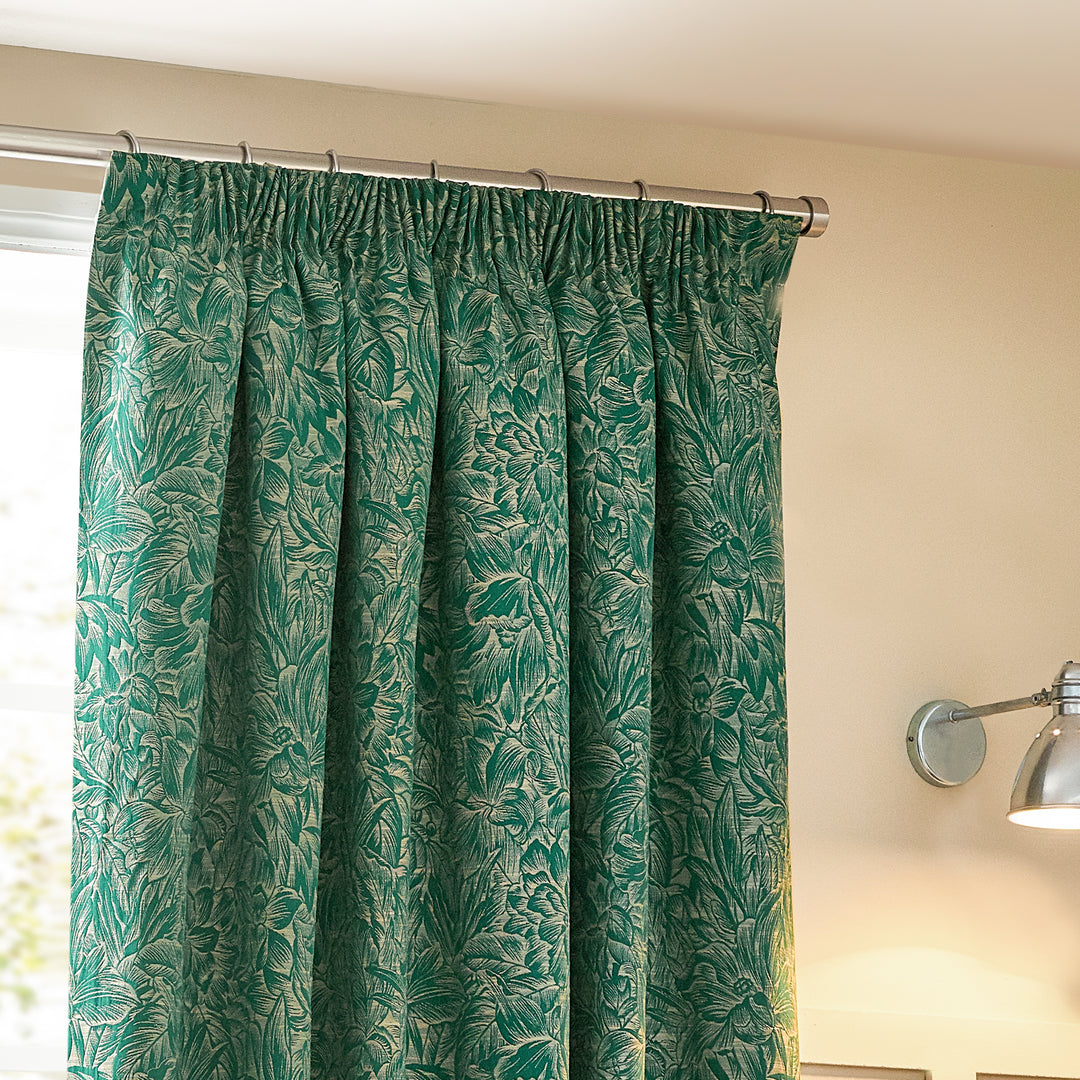 GRANTLEY 167X228 PENCIL PLEAT CURTAINS EMERALD