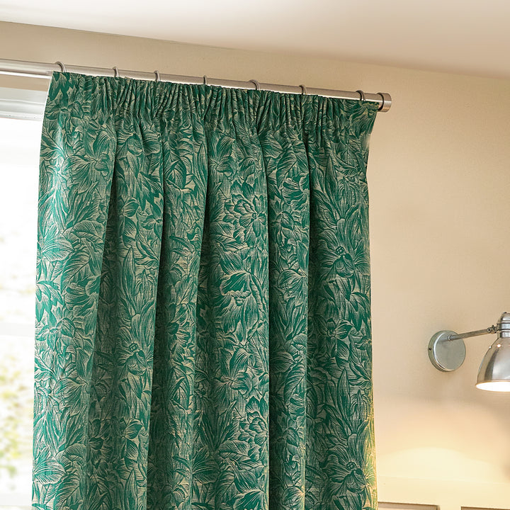 GRANTLEY 167X228 PENCIL PLEAT CURTAINS EMERALD