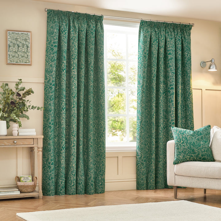 GRANTLEY 167X228 PENCIL PLEAT CURTAINS EMERALD