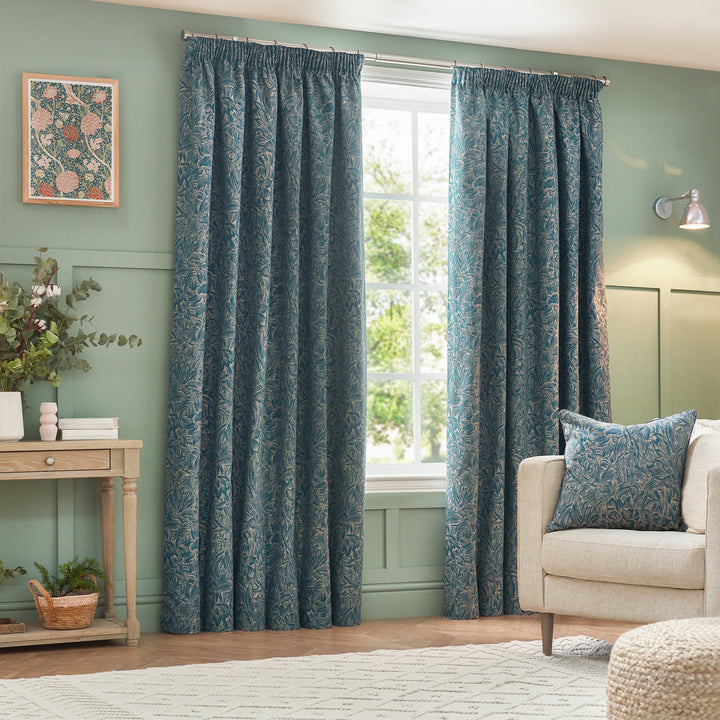 GRANTLEY 228X137 PENCIL PLEAT CURTAINS WEDGEWOOD