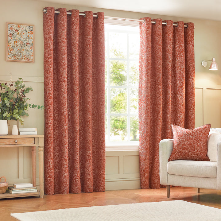 GRANTLEY 167X137 EYELET CURTAINS BRICK