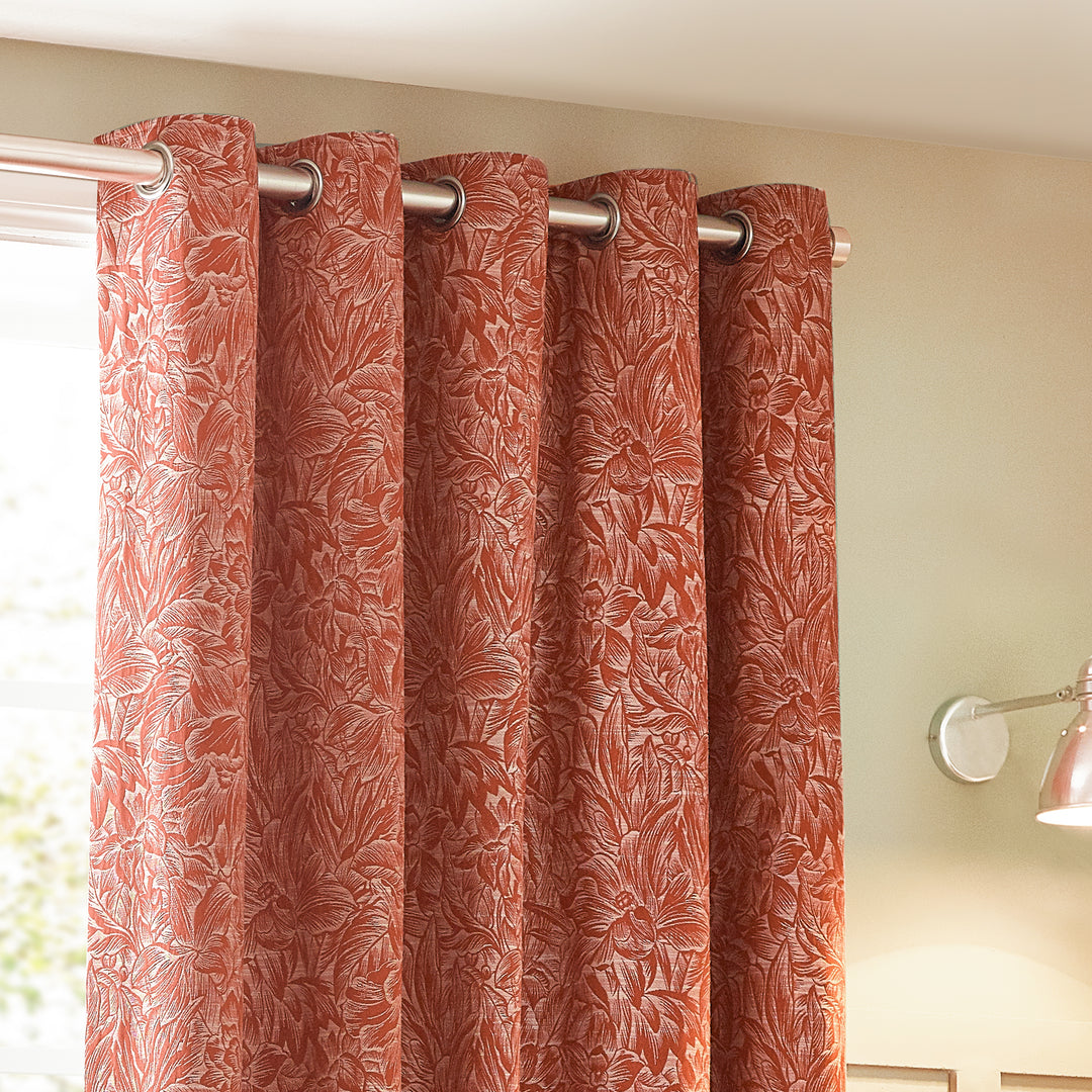GRANTLEY 228X228 EYELET CURTAINS BRICK