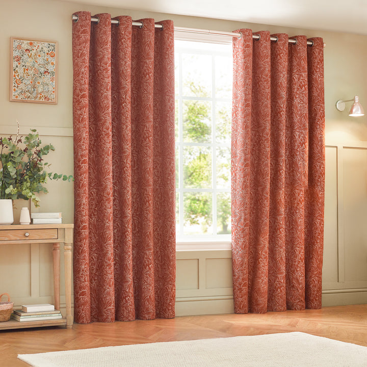 GRANTLEY 117X182 EYELET CURTAINS BRICK