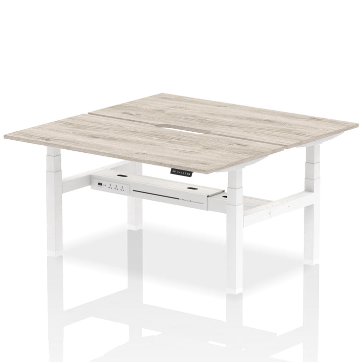 Air Back-to-Back Scalloped Edge Height Adjustable Bench Desk - 2 Person