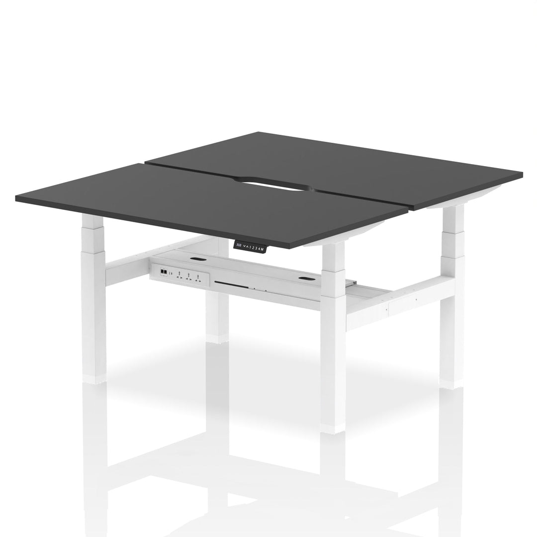 Air Back-to-Back Scalloped Edge Height Adjustable Bench Desk - 2 Person