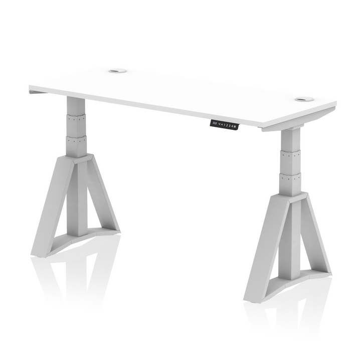 Air Height Adjustable Slimline Desk With Cable Ports With Piste Foot
