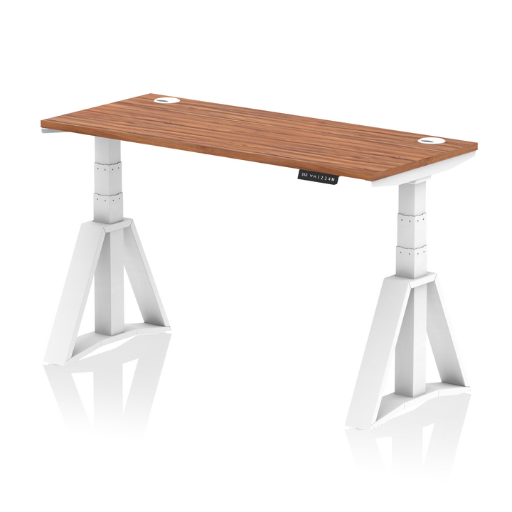 Air Height Adjustable Slimline Desk With Cable Ports With Piste Foot