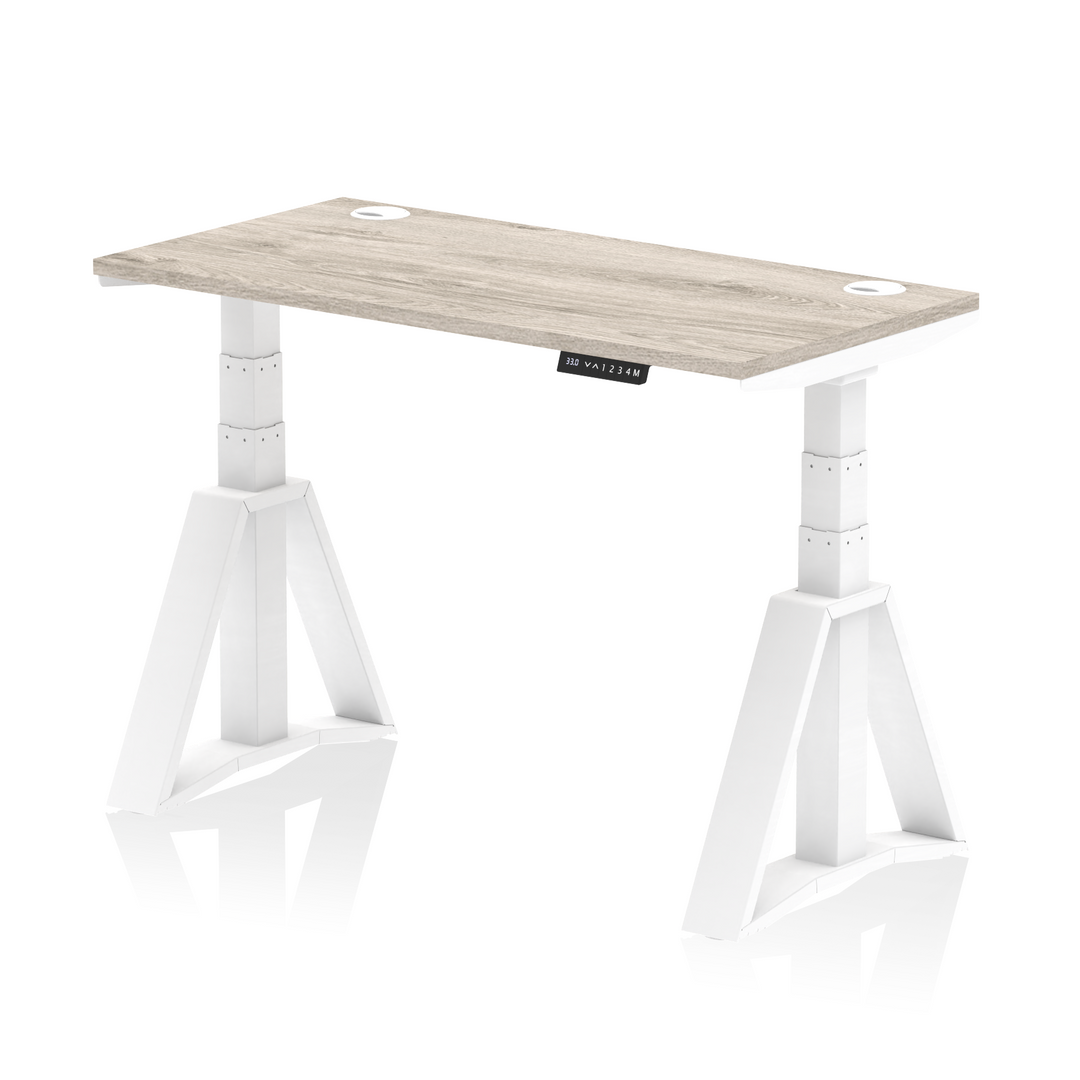 Air Height Adjustable Slimline Desk With Cable Ports With Piste Foot