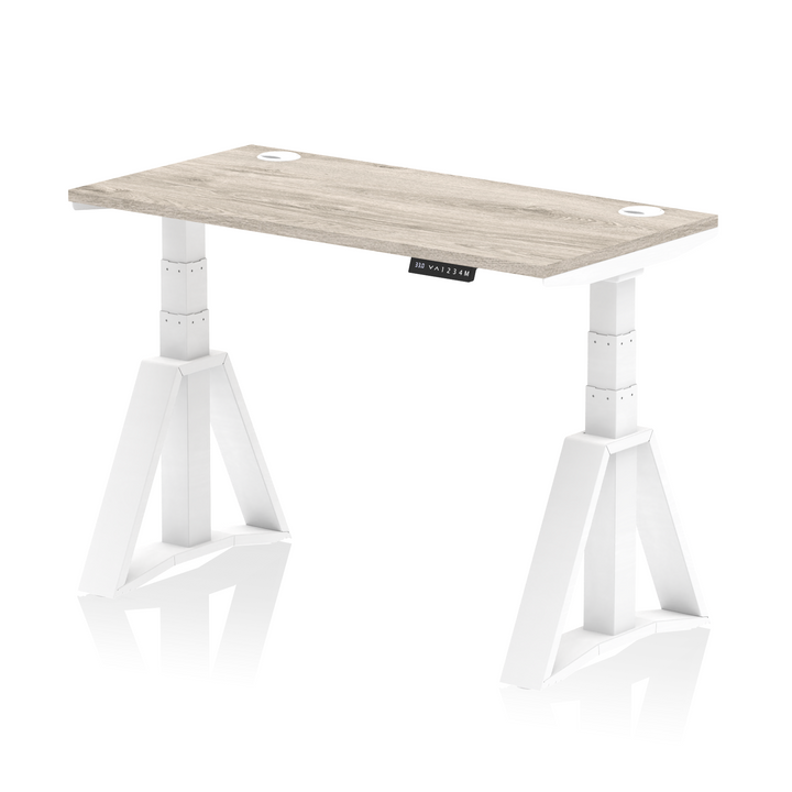 Air Height Adjustable Slimline Desk With Cable Ports With Piste Foot