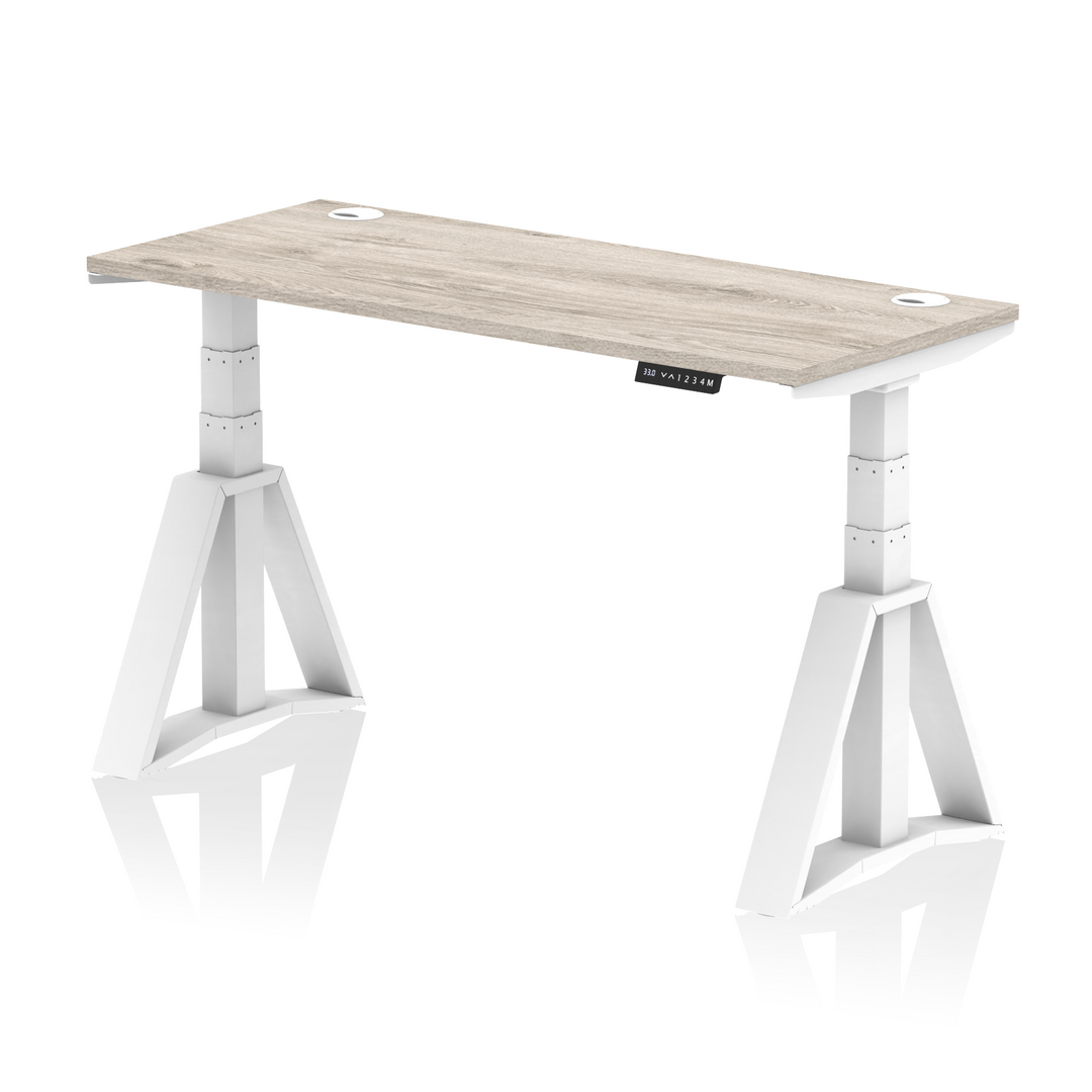 Air Height Adjustable Slimline Desk With Cable Ports With Piste Foot