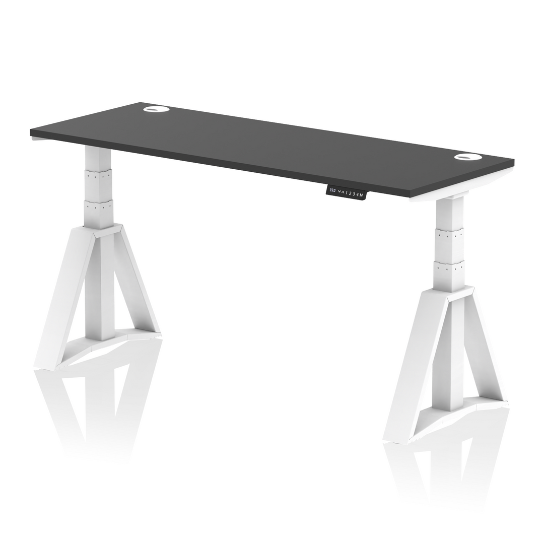 Air Height Adjustable Slimline Desk With Cable Ports With Piste Foot