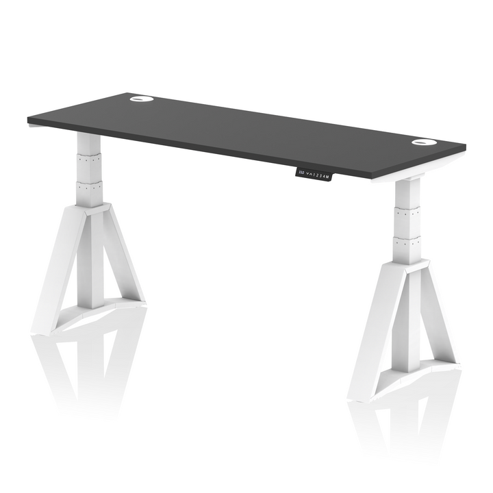 Air Height Adjustable Slimline Desk With Cable Ports With Piste Foot