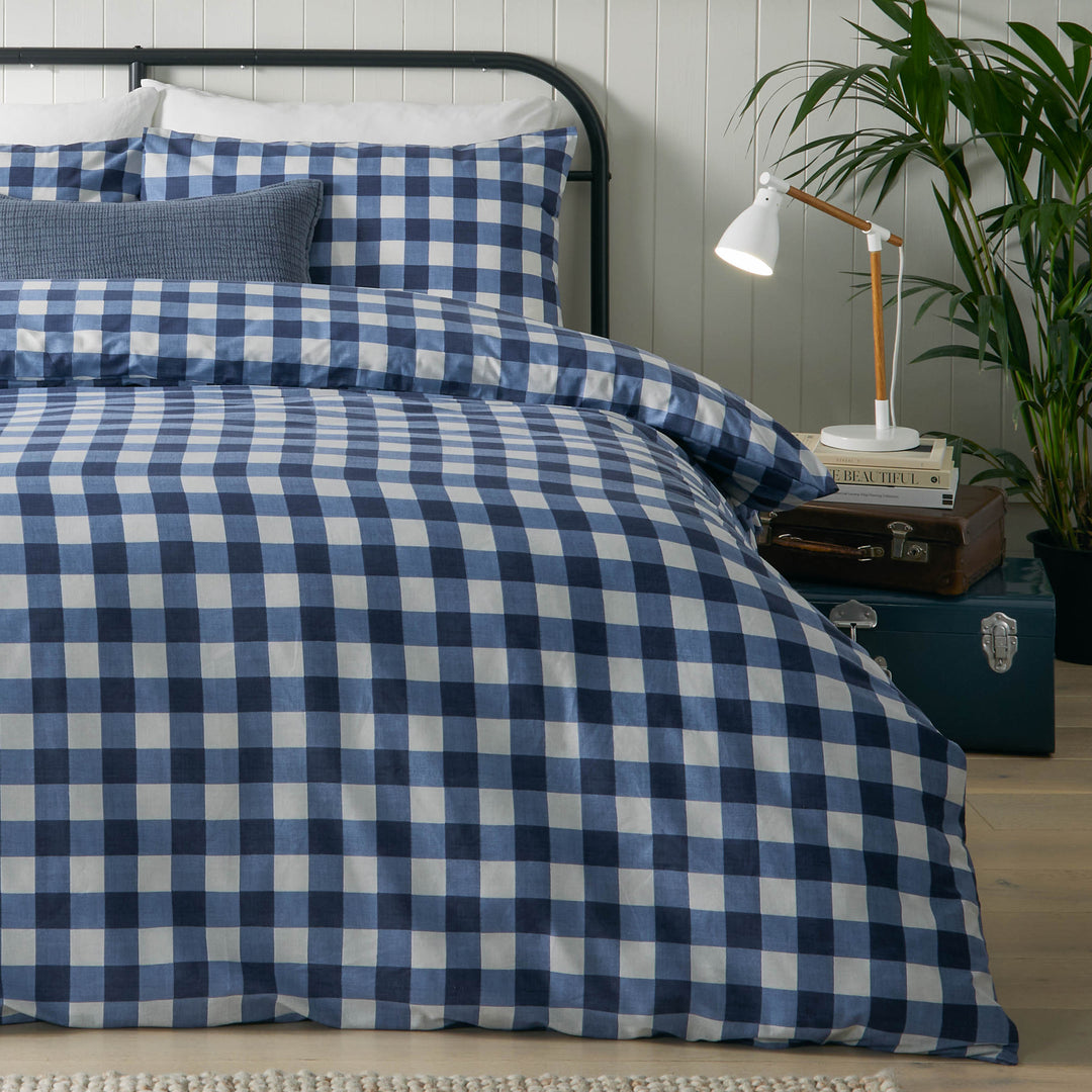 Hartsford Check King Size Duvet Set Navy - image 3